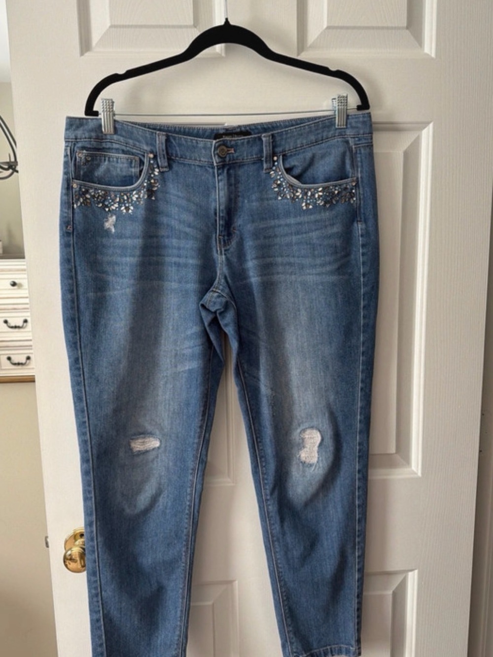 WHBM Women’s Light Blue Embellished Stretch Jeans